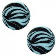 Polaris cabochon Plat 12mm zebra Soft lagoon blue